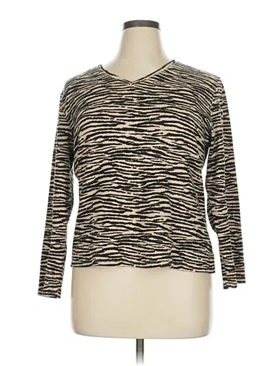 Pre-owned Karen Scott 3/4 Sleeve T-shirt In Brown