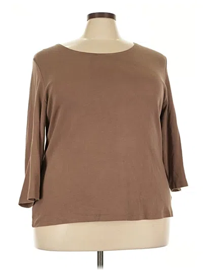 Pre-owned Karen Scott 3/4 Sleeve T-shirt In Brown