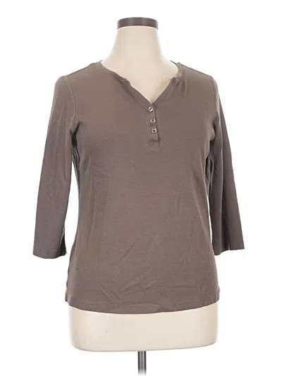 Pre-owned Karen Scott 3/4 Sleeve T-shirt In Brown