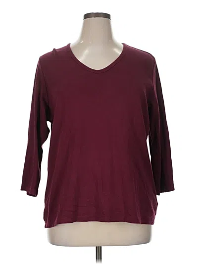 Pre-owned Karen Scott 3/4 Sleeve T-shirt In Burgundy