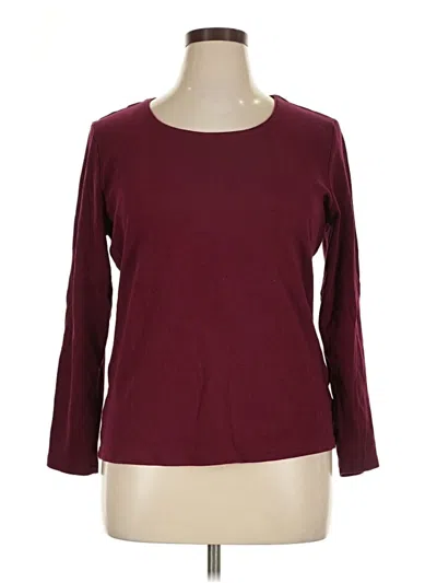 Pre-owned Karen Scott 3/4 Sleeve T-shirt In Burgundy