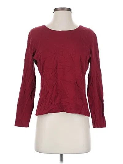 Pre-owned Karen Scott 3/4 Sleeve T-shirt In Burgundy