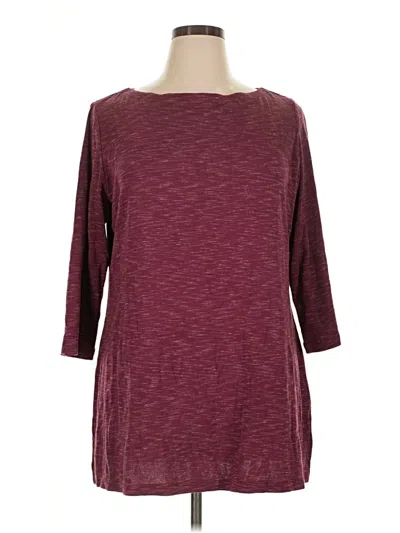 Pre-owned Karen Scott 3/4 Sleeve T-shirt In Burgundy