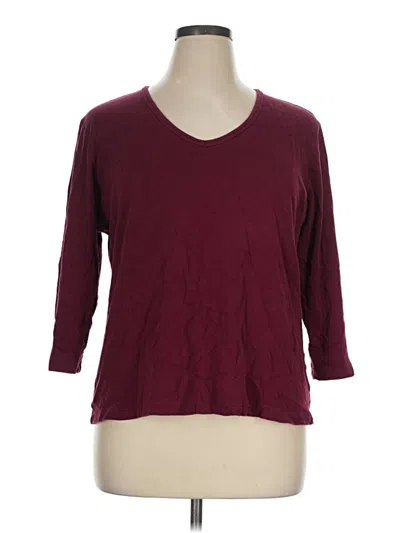 Pre-owned Karen Scott 3/4 Sleeve T-shirt In Burgundy