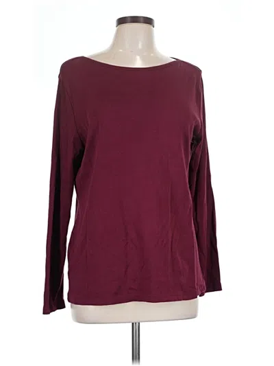 Pre-owned Karen Scott 3/4 Sleeve T-shirt In Burgundy