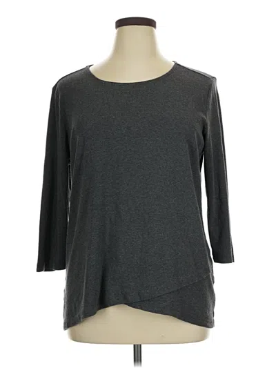 Pre-owned Karen Scott 3/4 Sleeve T-shirt In Gray