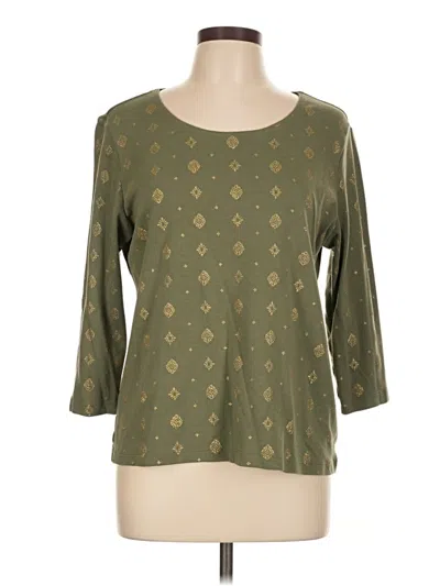 Pre-owned Karen Scott 3/4 Sleeve T-shirt In Green