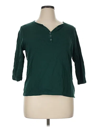 Pre-owned Karen Scott 3/4 Sleeve T-shirt In Green