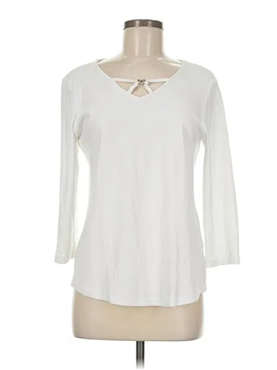 Pre-owned Karen Scott 3/4 Sleeve T-shirt In Ivory