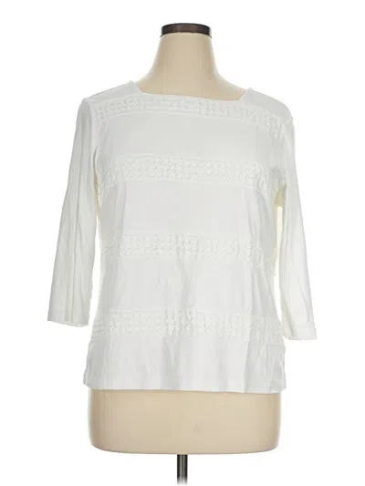 Pre-owned Karen Scott 3/4 Sleeve T-shirt In Ivory