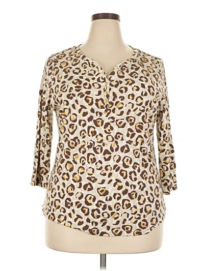 Pre-owned Karen Scott 3/4 Sleeve T-shirt In Ivory