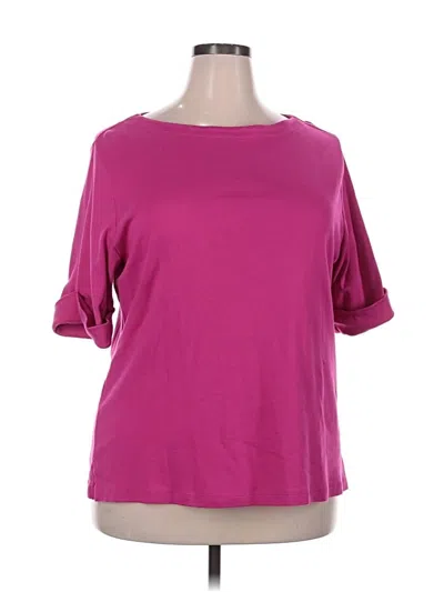 Pre-owned Karen Scott 3/4 Sleeve T-shirt In Pink