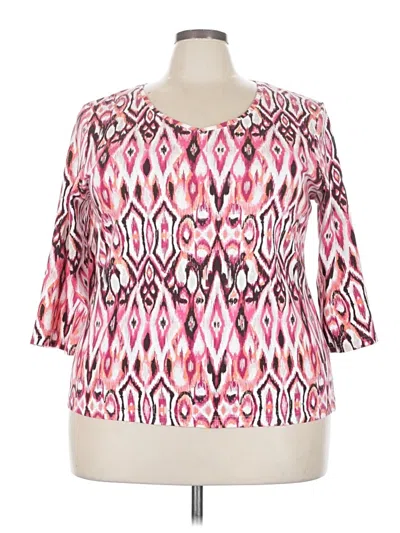 Pre-owned Karen Scott 3/4 Sleeve T-shirt In Pink