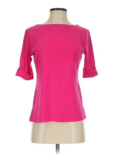 Pre-owned Karen Scott 3/4 Sleeve T-shirt In Pink