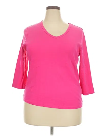 Pre-owned Karen Scott 3/4 Sleeve T-shirt In Pink