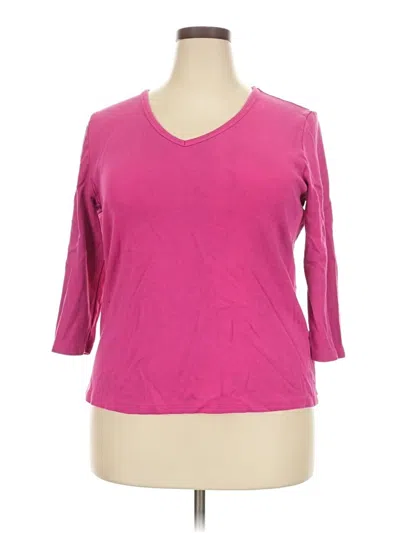 Pre-owned Karen Scott 3/4 Sleeve T-shirt In Pink