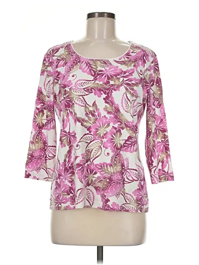 Pre-owned Karen Scott 3/4 Sleeve T-shirt In Pink