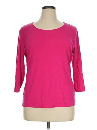 Pre-owned Karen Scott 3/4 Sleeve T-shirt In Pink