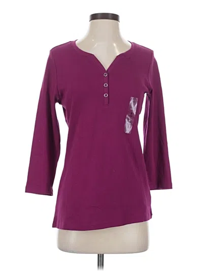 Pre-owned Karen Scott 3/4 Sleeve T-shirt In Purple
