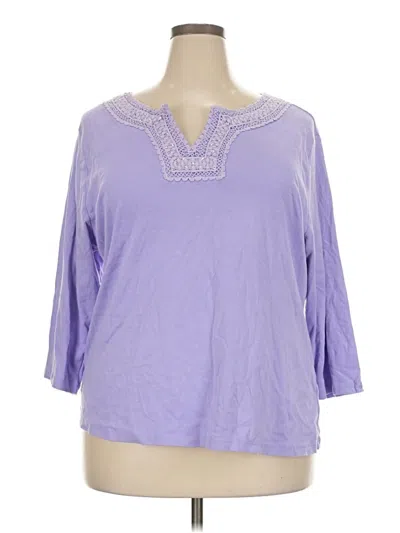 Pre-owned Karen Scott 3/4 Sleeve T-shirt In Purple