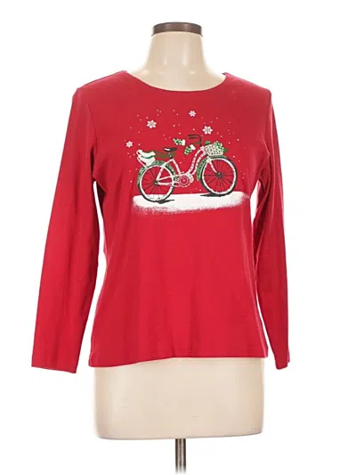 Pre-owned Karen Scott 3/4 Sleeve T-shirt In Red