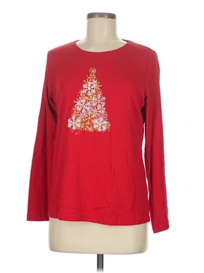 Pre-owned Karen Scott 3/4 Sleeve T-shirt In Red