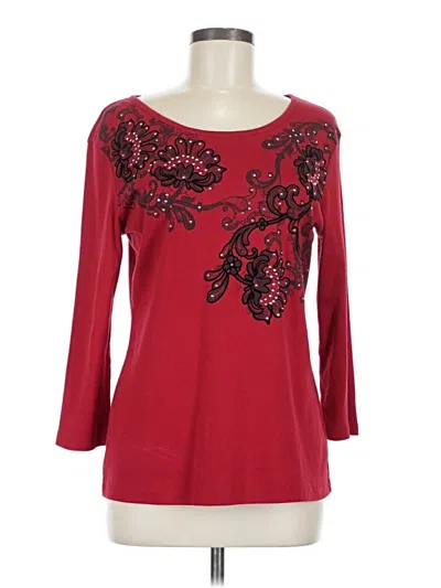 Pre-owned Karen Scott 3/4 Sleeve T-shirt In Red