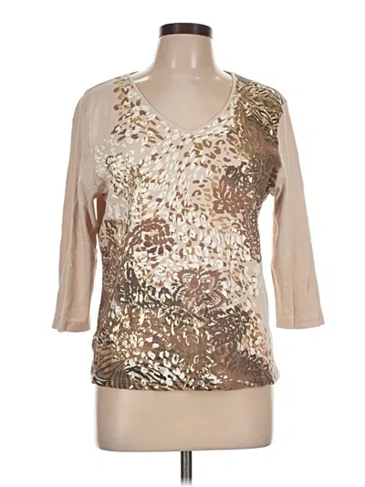 Pre-owned Karen Scott 3/4 Sleeve T-shirt In Tan