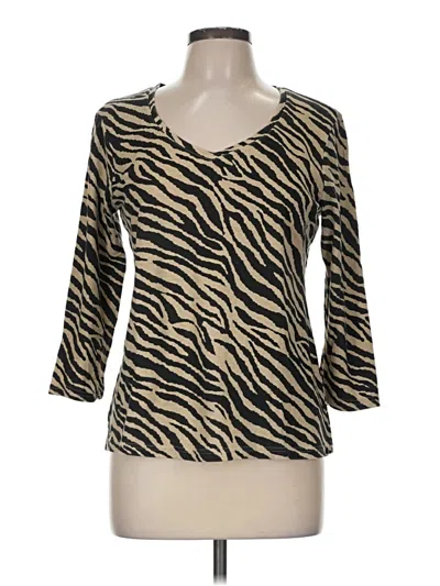 Pre-owned Karen Scott 3/4 Sleeve T-shirt In Tan