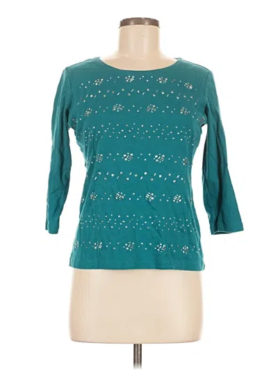 Pre-owned Karen Scott 3/4 Sleeve T-shirt In Teal