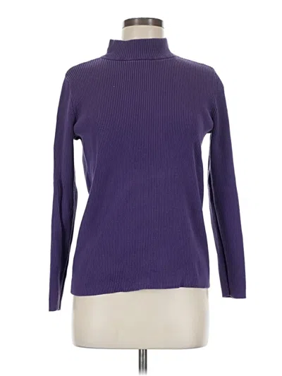 Pre-owned Karen Scott 3/4 Sleeve Turtleneck In Purple