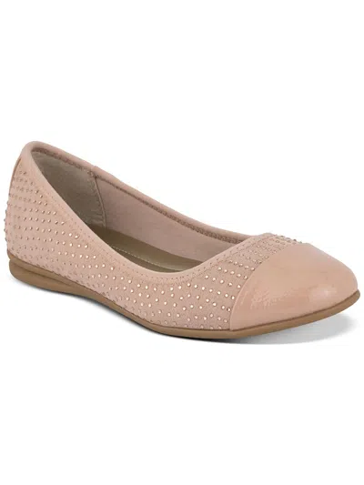 Karen Scott Ambree Womens Rhinestone Patent Toe Slip On Shoes In Gold