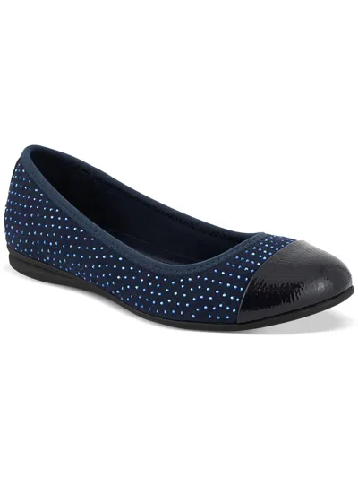 Karen Scott Ambree Womens Rhinestone Toe Cap Slip On Shoes In Blue
