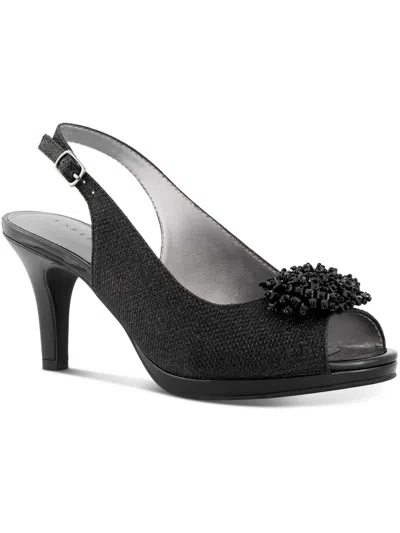 Karen Scott Breena Womens Embellished Open Toe Heel Sandals In Black