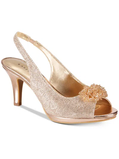 Karen Scott Breena Womens Embellished Open Toe Heel Sandals In Gold