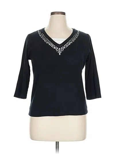 Pre-owned Karen Scott Cardigan Sweater In Black