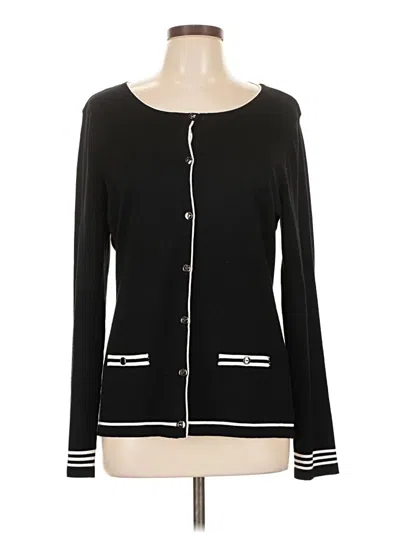 Pre-owned Karen Scott Cardigan Sweater In Black