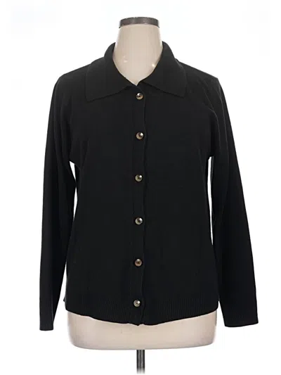 Pre-owned Karen Scott Cardigan Sweater In Black