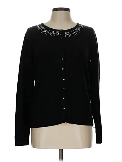 Pre-owned Karen Scott Cardigan Sweater In Black
