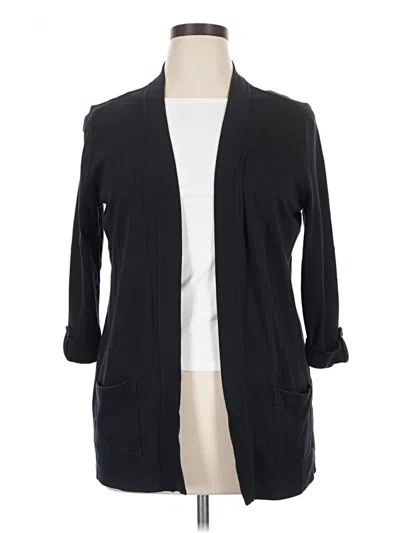 Pre-owned Karen Scott Cardigan Sweater In Black
