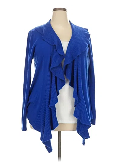Pre-owned Karen Scott Cardigan Sweater In Blue