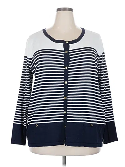 Pre-owned Karen Scott Cardigan Sweater In Blue