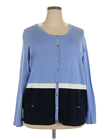 Pre-owned Karen Scott Cardigan Sweater In Blue