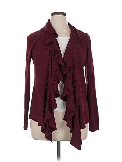 Pre-owned Karen Scott Cardigan Sweater In Burgundy