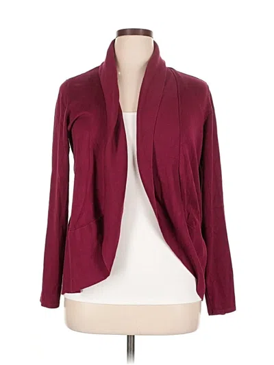 Pre-owned Karen Scott Cardigan Sweater In Burgundy