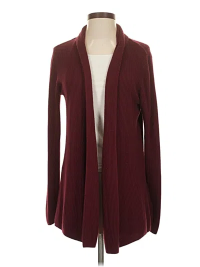 Pre-owned Karen Scott Cardigan Sweater In Burgundy