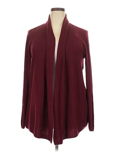 Pre-owned Karen Scott Cardigan Sweater In Burgundy