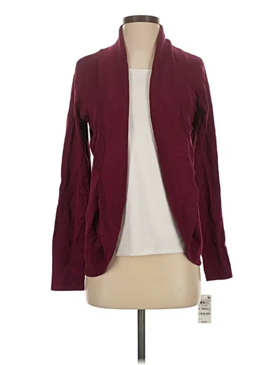 Pre-owned Karen Scott Cardigan Sweater In Burgundy