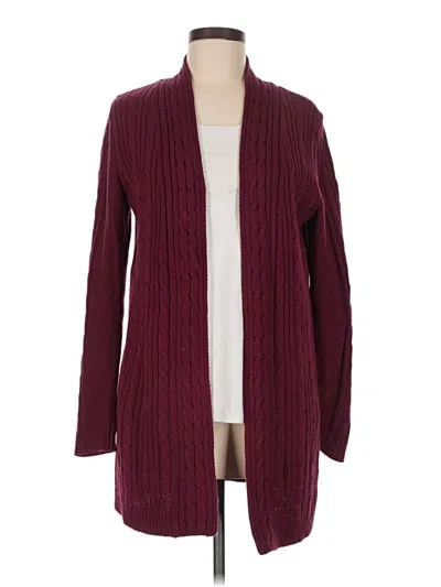 Pre-owned Karen Scott Cardigan Sweater In Burgundy