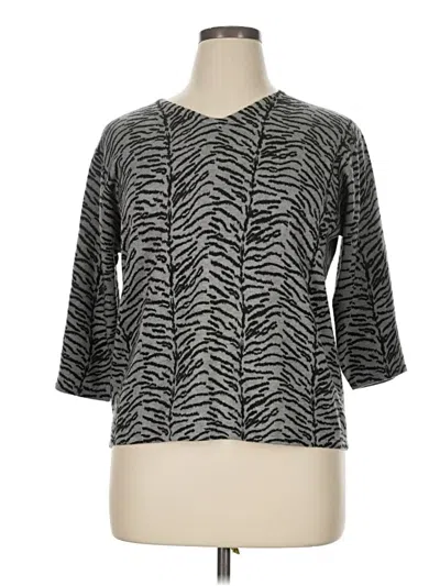 Pre-owned Karen Scott Cardigan Sweater In Gray